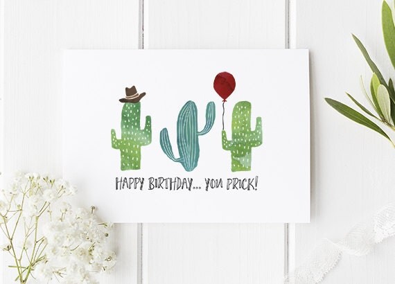 rude birthday card happy birthday you prick funny card for