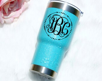30 oz RTIC Tumbler, Yeti Like Tumbler, Custom Glitter Cup, Personalized Monogram, Personalized Glitter Rambler, Personalized Steel Tumbler