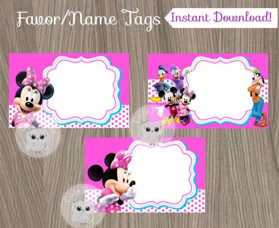 minnie mouse favor tags minnie mouse name tags minnie mouse