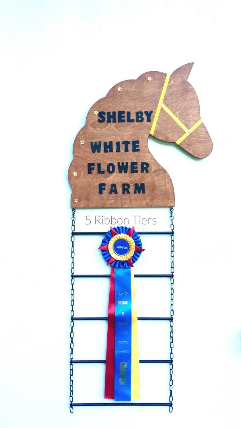 Customized Horse Show Ribbon Display 5 Ribbon Tiers