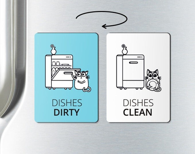 DISHWASHER MAGNET - clean dirty dishwasher magnet - clean or dirty, magnets, clean dirty dishwasher magnet, clean dishes, dirty dishes