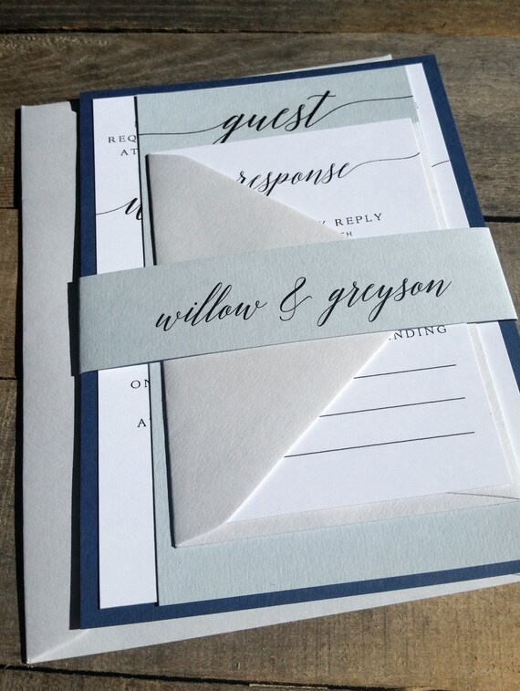 Navy And Grey Wedding Invitations 6