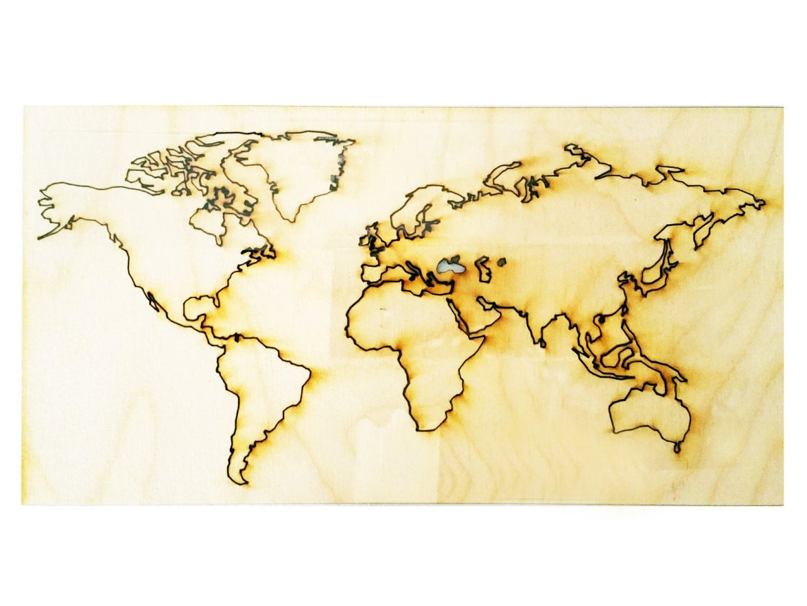World Map wood CutoutWood cutout world map by docjlasercreations