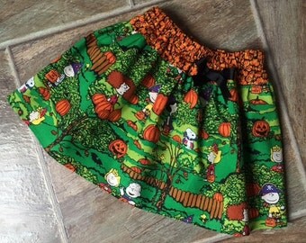 Charlie Brown Halloween, Peanuts Halloween, Halloween Snoopy, Charlie Brown Skirt, Girls Halloween Skirt, Baby Halloween Skirt, Handmade