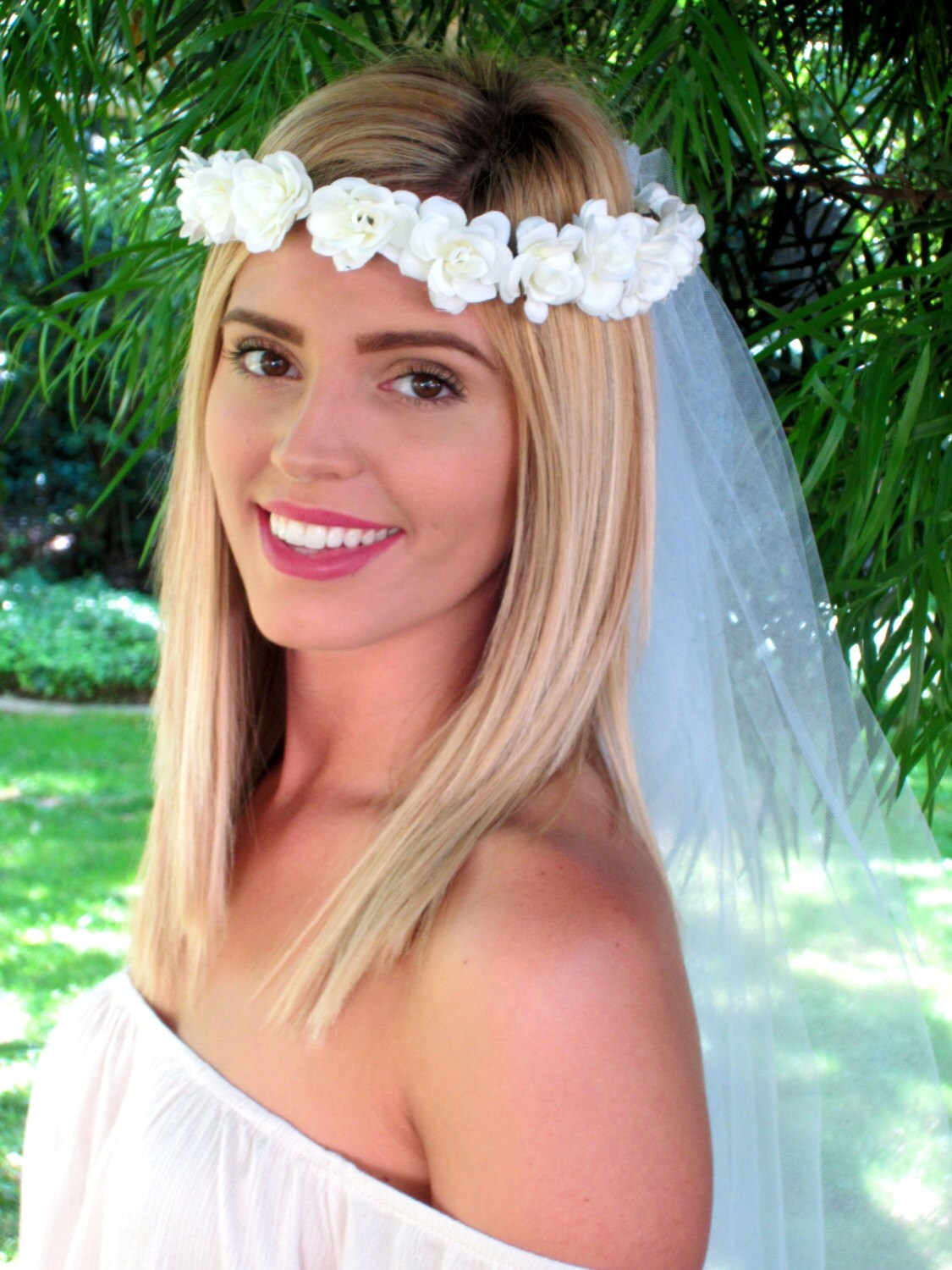Ivory Bachelorette Veil Bridal Shower Veil by ColorOnMaterial