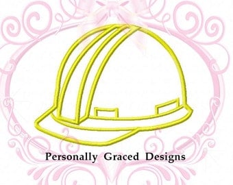 Construction Hat Helmet Applique 4 Sizes, 3, 4, 5, 6, 4x4, 5x7, 6x10, Applique Machine Embroidery Design, Instant Download, Hard Hat Design