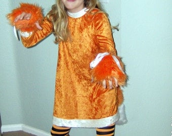 Fur Fox Animal Halloween Costume Dress With Headband Girls Tween Ready To Ship