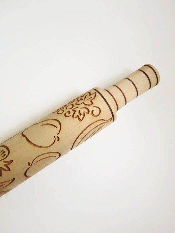 Fruit rolling pin Cookie embosser stamp Grandma by Woodartukraine