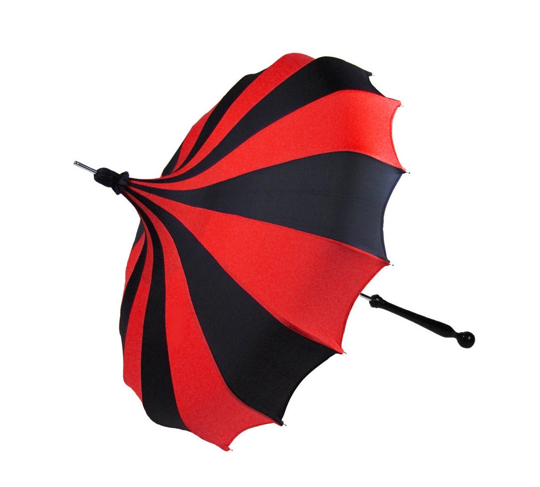 Bella Umbrella Pagoda Umbrella Black & Red by BellaUmbrellas