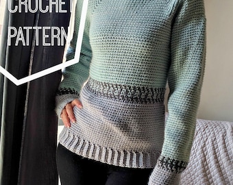 Crochet Fair Isle Pullover Pattern, Crochet Sweater Pattern, Crochet Sweater Womens Pattern, Crochet Sweater Woman, Baggy Crochet Sweatshirt