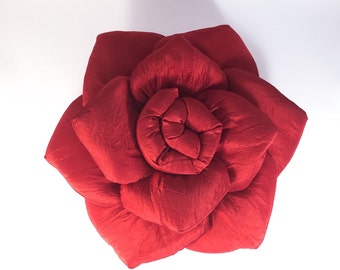 SoftlyRose red taffeta decorative pillow