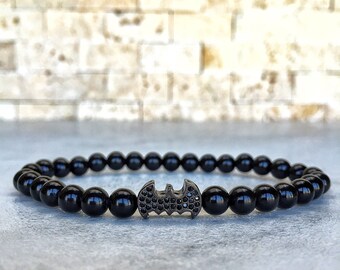 Batman Bracelet, Onyx Bracelet, Batman Bracelet, Bracelet For Men, Black Batman, Joker, Dark Knight, Gift For Him, Gotham City