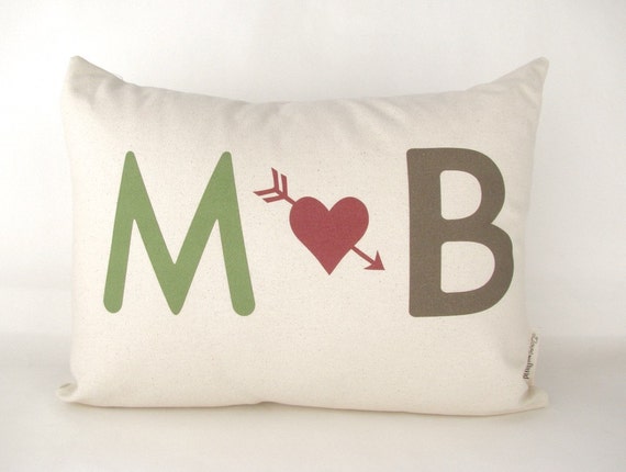 initials pillow gift for him gift for her by doveanddavid initials pillow gift for him gift for her by doveanddavid
