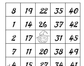 Black & White Halloween Bingo Cards- Set of 30 Cards