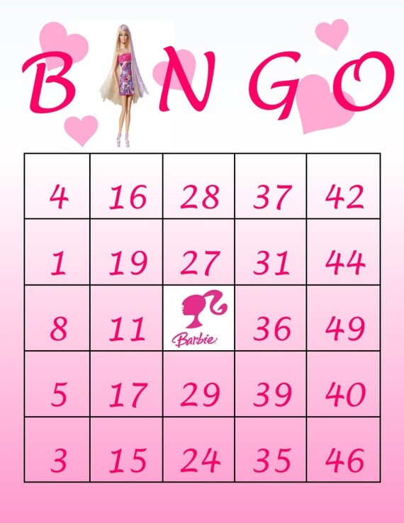 Barbie Inspired Bingo Cards Set of 30 cards