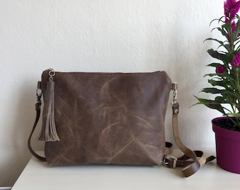 Distressed Leather Crossbody Bag,Brown Leather Crossbody Bag,Brown Leather Purse,Boho Crossbody Bag,Brown leather Bag,Distressed Leather Bag