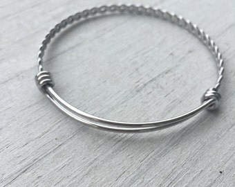 BULK PICK QUANTITY - Stainless Braided Bangle Bracelet - Twisted Stainless Steel Bracelet - Expandable - Adjustable - Wholesale (#172)