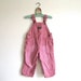 24MOS - Vintage OshKosh Bgosh Unisex Conductor Train Red and White Pin Striped Boys Flannel Lined Overalls 24 Months Mos