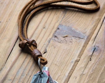 Boho Necklace // Leather Necklace // Feather Necklace // Man Leather Necklace // Guys Necklace // Necklace For Man