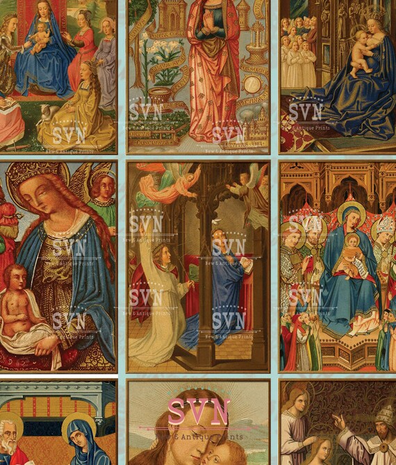 Virgin Mary 9 different designs 1 Printable ATC Cards
