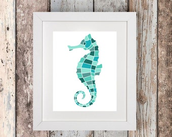 Beach Decor - Seahorse Decor - Seahorse Prints - Bathroom Wall Decor - Printable Wall Art - Ocean Print - Ocean Decor - Nautical Nursery Art