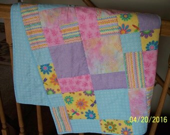 Flowers & Dragonflies Baby Quilt