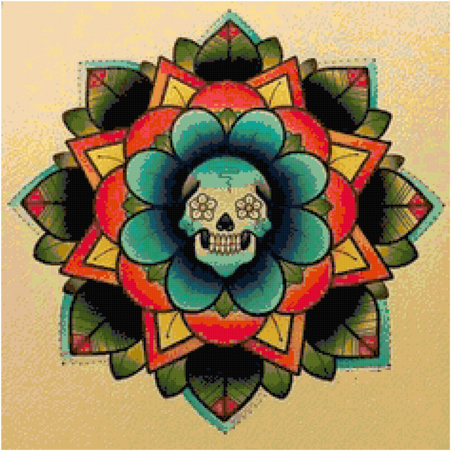 Download Skull Mandala Cross Stitch Printable Needlework Pattern DIY