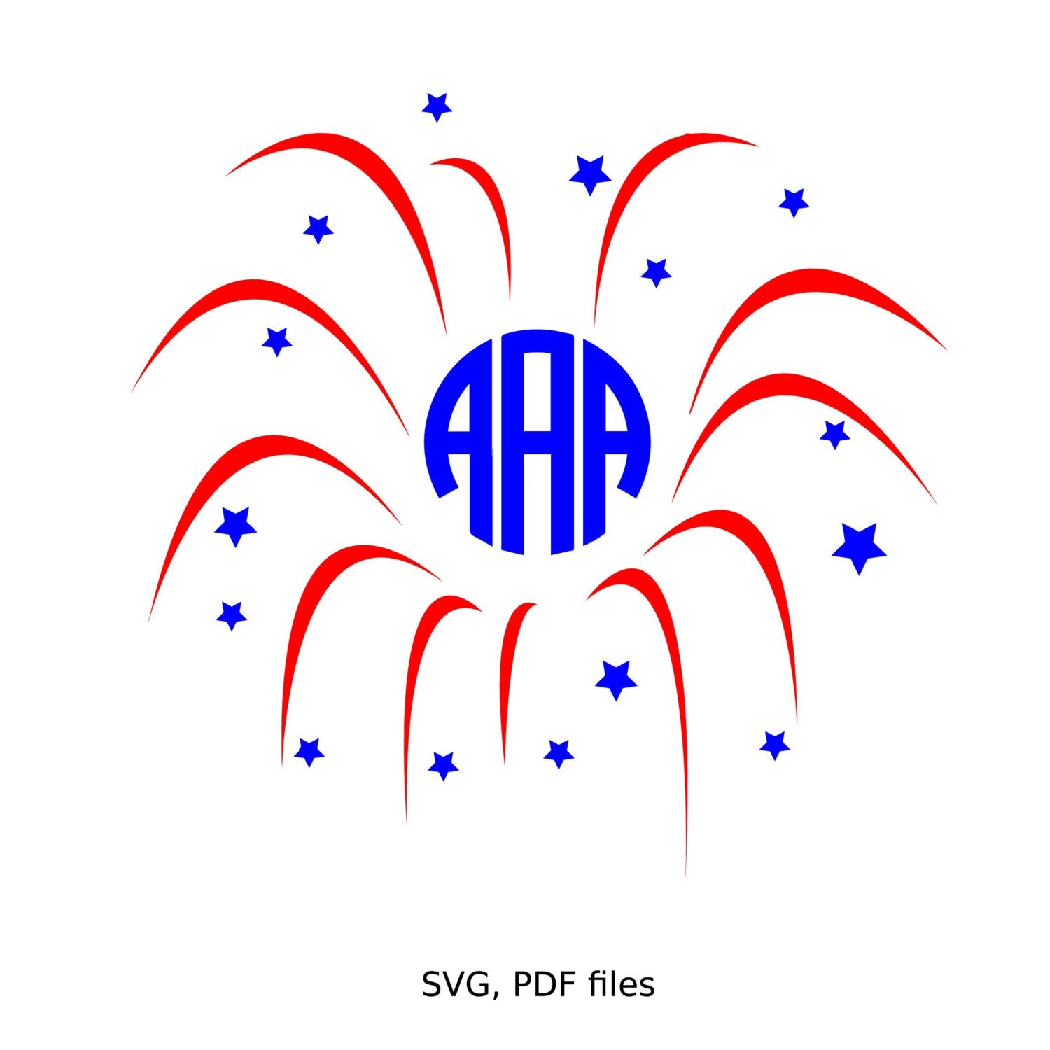 Download Patriotic Monogram svg 4th of July Fireworks svg