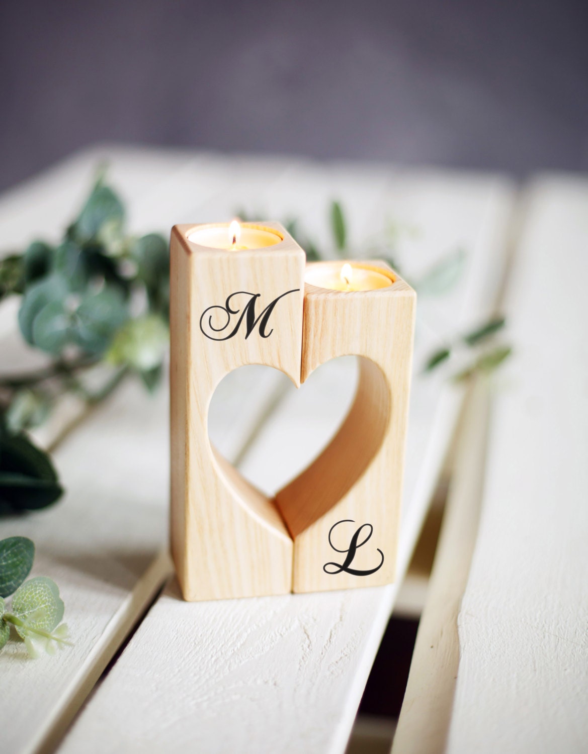 Wedding Candle Holder Heart Candle holders Wood Rustic Candle