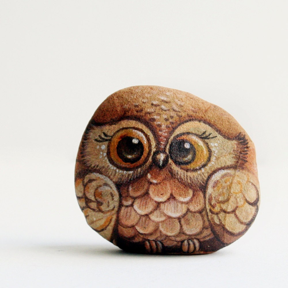 Painted Stone Owl Stone Painting By Isideastone On Etsy   Il Fullxfull.953388468 H259 