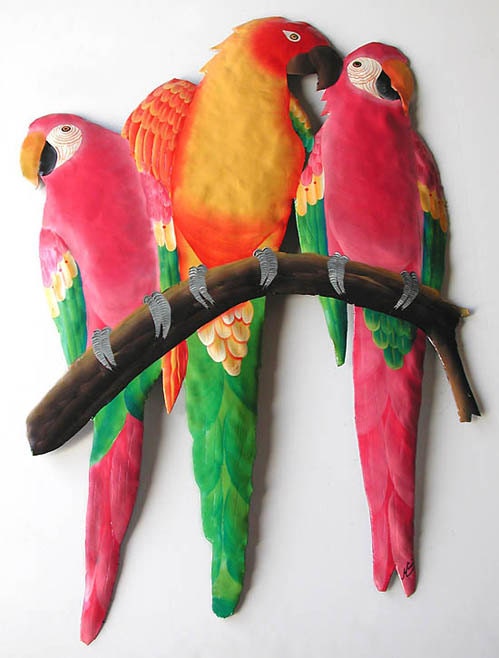 Parrot Wall Hanging Tropical Art Parrot Metal Wall Art