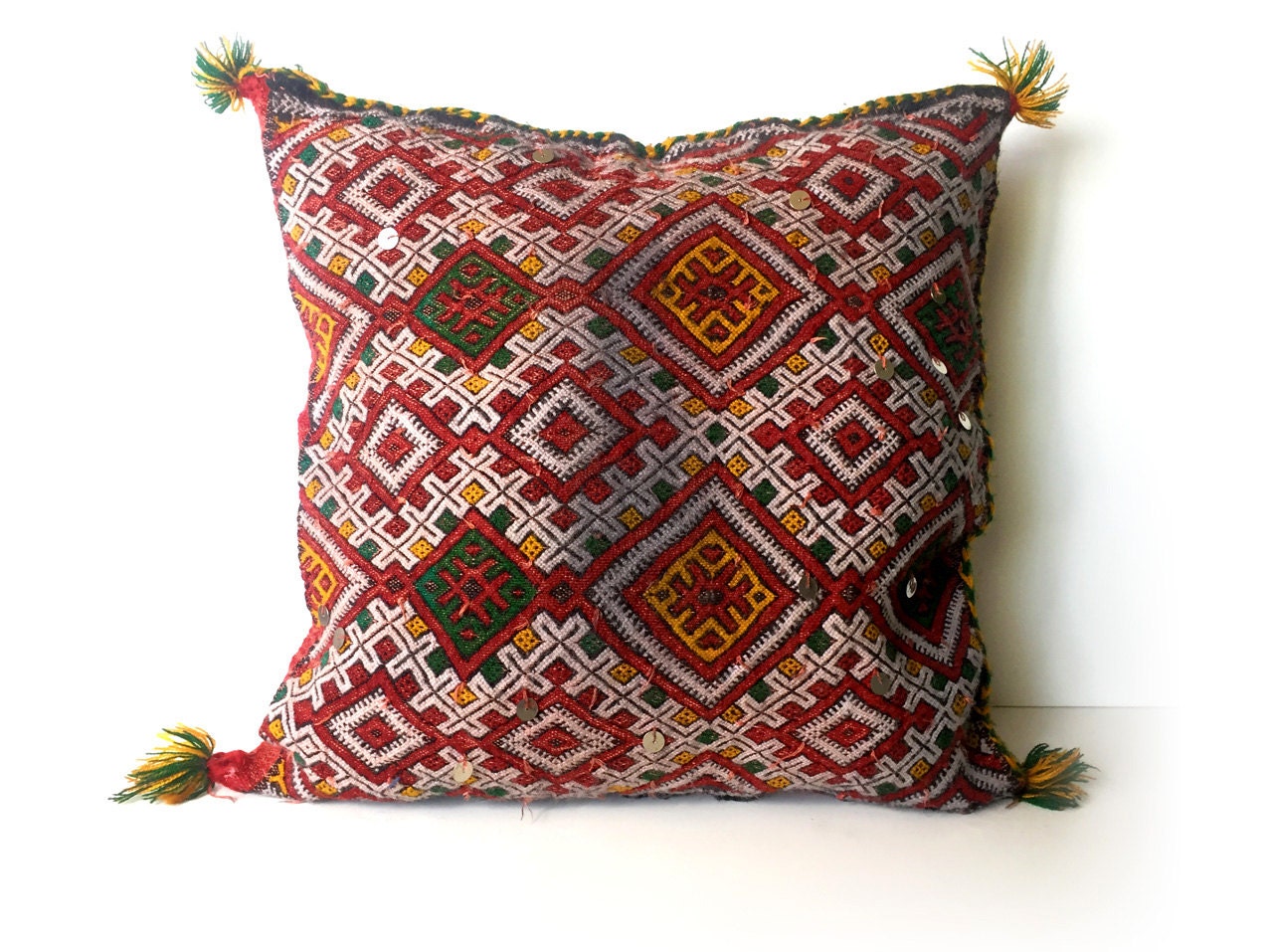 Moroccan Kilim pillow Square Red pillow Vintage Kelim