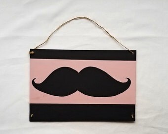 Pink Moustache Wall Chalkboard, Hanging Moustache, Chalkboard Moustache, Pink Chalkboard, Dorm Room Chalkboard, Hanging Chalkboard