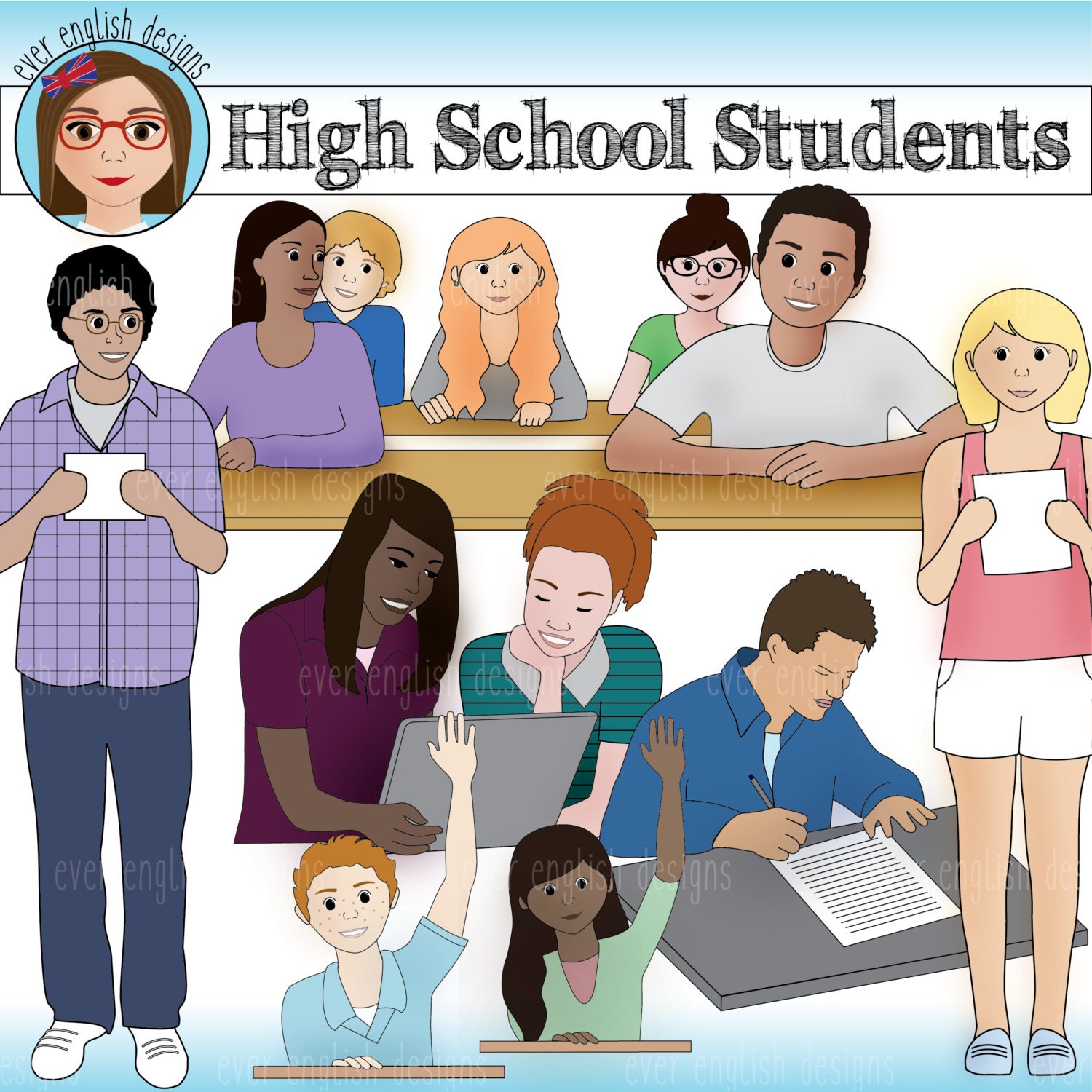 High School Students Clip Art Pack 2