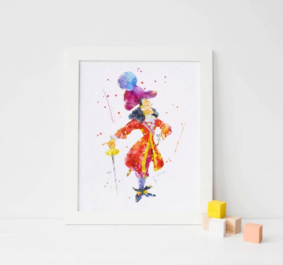 Captain hook watercolor print peter pan nursery poster watercolor nursery wall art peter pan artwork pirate party pirate Disney pirate print Il_570xn