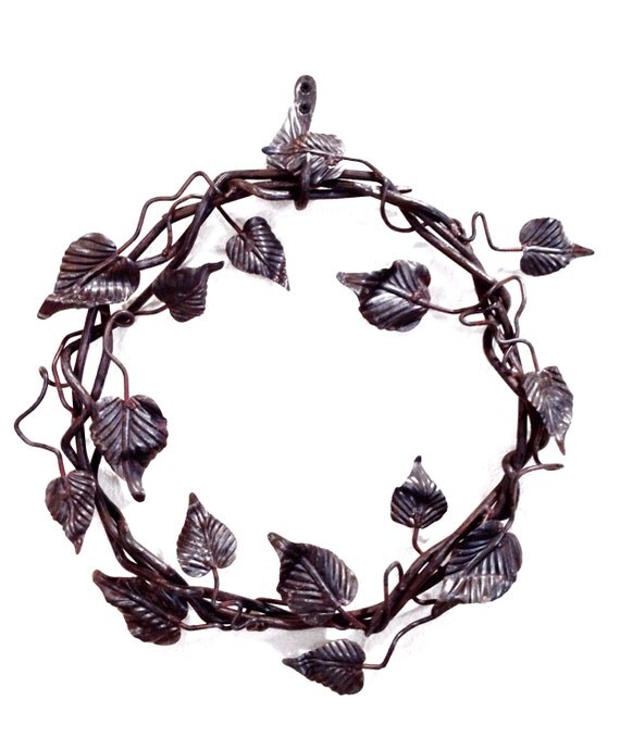 Items similar to Wrought iron wreath and hook, Rustic wreath, Any