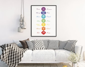 Yoga Wall Art chakra art | etsy Yoga Wall Art chakra art | etsy