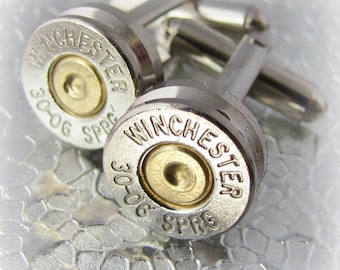 30-06 Winchester Bullet Cufflinks Silver Nickel Gold Brass Primer Jeweler Handmade In USA