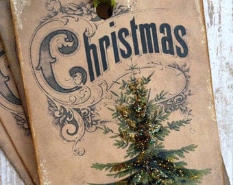 Old World Style Christmas Gift Tags/Vintage Style Holiday Tags/Christmas Gift Tags/Holiday Hang Tags/Tree Tags/Set of 6