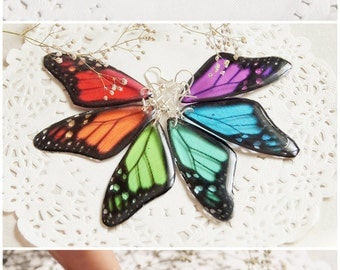 Butterfly earrings for women gift for wife Butterfly wing jewelry Chandelier earrings for girl gift for girlfriend gift Rainbow earrings