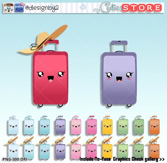 Suitcase Clipart Kawaii clip art travel bag by MyCutieStore