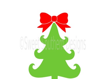 Christmas tree monogram with bow SVG instant download design for cricut or silhouette