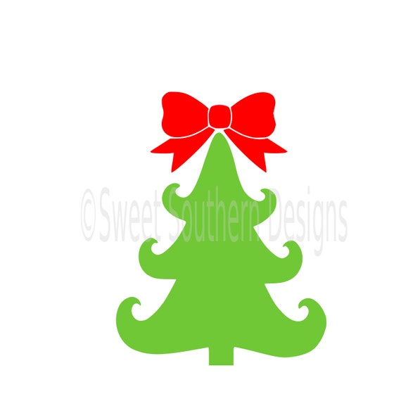 Download Christmas tree monogram with bow SVG instant download ...