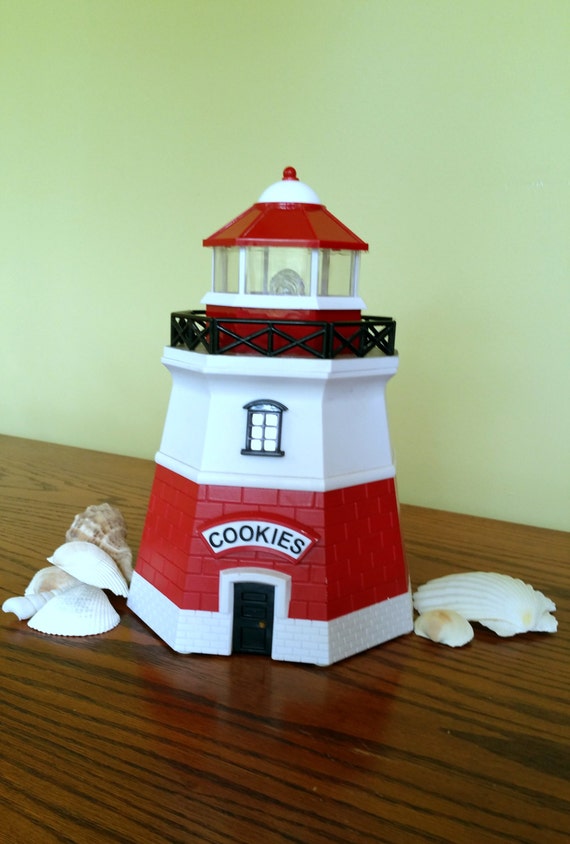 Lighthouse Cookie Jar Lights and Sound Treat by LastTangoVintage