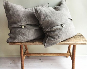 Rustic Throw Pillow Covers, Throw Pillow Covers 18 x 18 Rustic linen shams Natural Raw linen sham covers Linen decorative Pillowcases Burlap