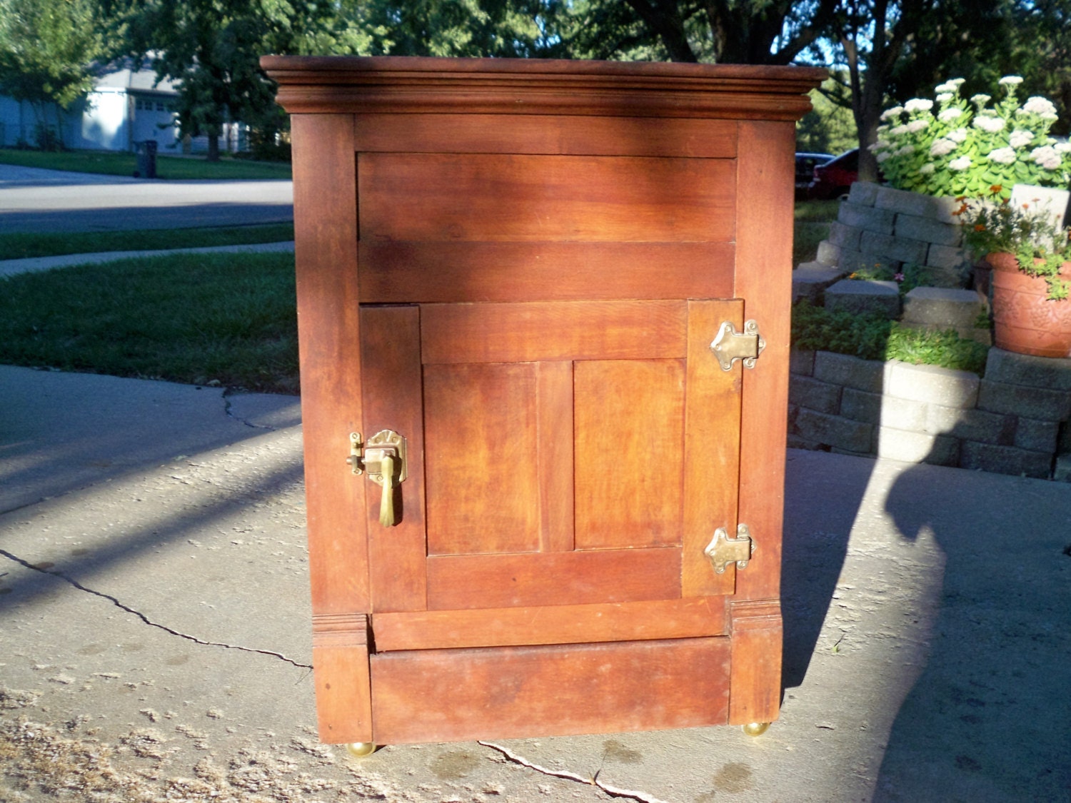 Vintage Antique Mahogany Oak Ice Box Refrigerator Vintage Oak