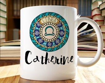 Personalized Libra Mug, Zodiac Mug, Libra Sign Mug, Astrology Mug, Gift for Libra, Cute Libra Mug, Chic Libra Mug