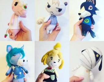 Custom Animal Crossing Wobble Doll Art Wool felt poseable handmade
