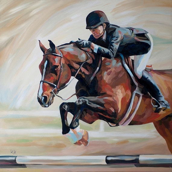 Items similar to Show Jumping Horse Original Oil Painting on Etsy