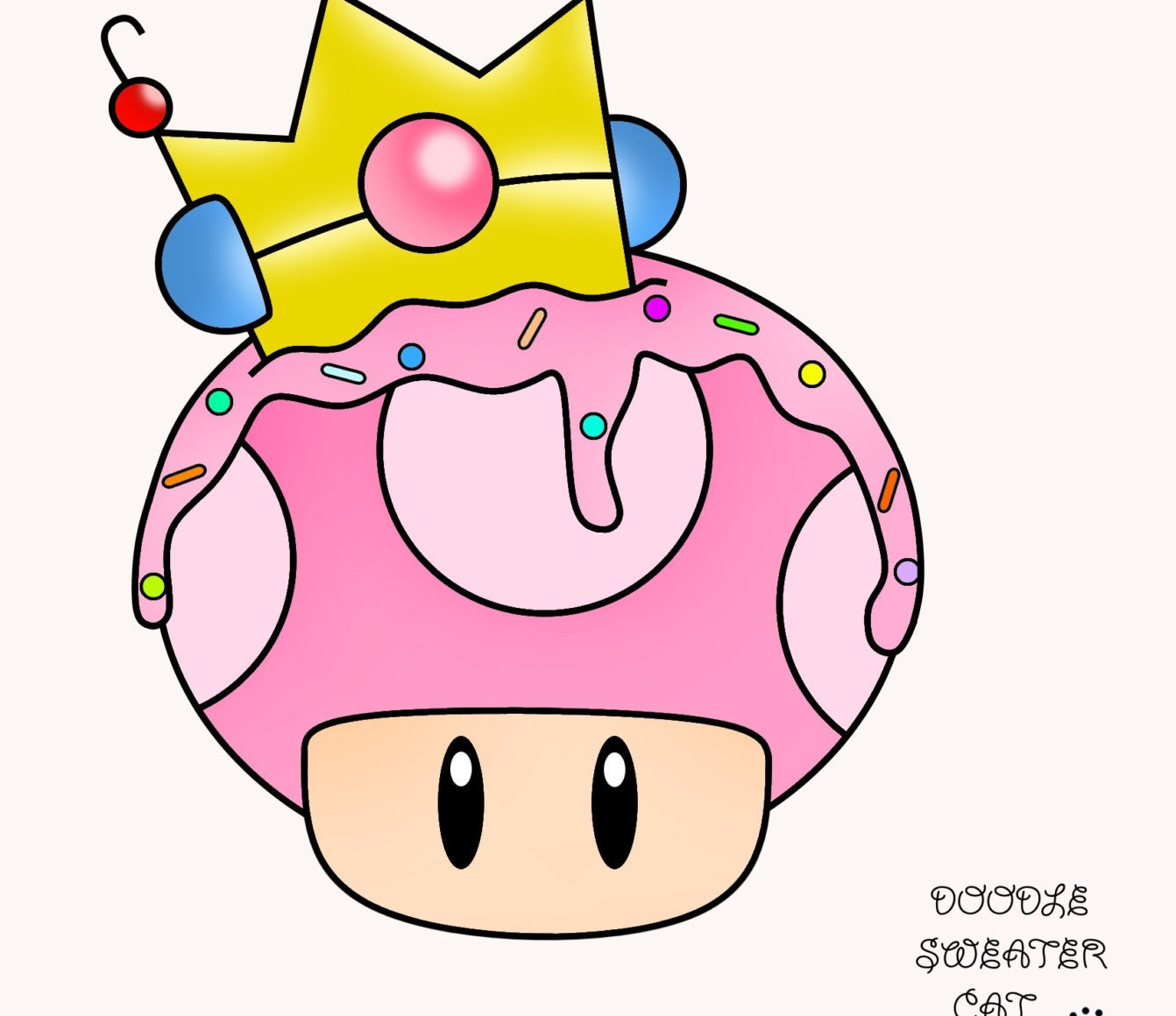 Princess Peach Dessert Mushroom Print by DoodleSweaterCat on Etsy